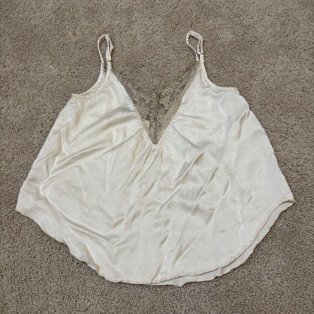 American Eagle White Satin Camisole Lace Lingerie Crop Top Women's XS